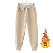 代勒休閑束腳褲秋冬加絨加厚保暖高腰顯瘦百搭防風(fēng)女士休閑長(cháng)褲子 奶白加絨款 XL 80-110斤