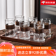 青蘋(píng)果玻璃杯高硼硅綠茶泡茶杯套裝家用中式客廳待客家庭喝水杯子 龍卷杯6只裝+金把托盤(pán)