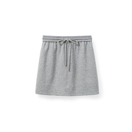 小谷?？隙拱肷砣?松緊腰灰色休閑直筒裙子夏季新款小個(gè)子女衛裙 花灰 S