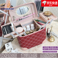 袋鼠化妝包2025新款大容量ins高級感護膚品化妝收納箱超火化妝品箱子 四開(kāi)加高款大格子石榴紅