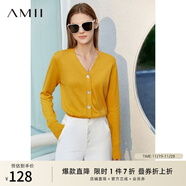 AMII女裝2025極簡(jiǎn)洋氣V領(lǐng)針織開(kāi)衫秋季新款全棉長(cháng)袖上衣女短 柔黃 S 155/80A
