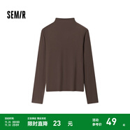 森馬（Semir）長(cháng)袖t恤女短款半高領(lǐng)薄絨輕暖打底衫2024冬新款純色修身抓絨內搭 深咖啡50954 M