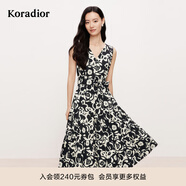 珂萊蒂爾2025年夏季新款棉質(zhì)法式淑女優(yōu)雅浪漫印花無(wú)袖連衣裙女 黑色 2XL