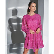 2025歐美新款獨立站節日聚會(huì )時(shí)尚亮片珠片色收腰連衣裙小禮服裙 玫紅色 均碼 X2XL