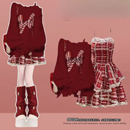 匯媚跨年圣誕穿搭蝴蝶結針織衫女毛衣女連衣裙約會(huì )戰袍顯瘦百搭氛圍感 紅色圣誕毛衣+紅色吊帶裙 【兩件套】 M 【建議80-100斤】