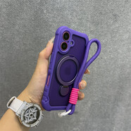 中掌柜得樂(lè )適用iphone1616pro手機殼鈦灰磁吸支架蘋(píng)果16promax防摔氣囊1 [深紫]+暗紫手繩 iPhone 16 pro