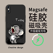 DJAW 適用蘋(píng)果X手機殼磁吸iphoneXR創(chuàng  )意貓和老鼠潮杰瑞xsmax硅膠軟殼全包防摔男散熱保護套簡(jiǎn)約時(shí)尚 經(jīng)典黑-老鼠杰瑞黑【超強磁吸】 蘋(píng)果X