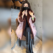 UPSTAR【Linda姐高端線(xiàn)】冬季時(shí)尚氣質(zhì)加絨保暖休閑短外套AF5WMF0739 粉色 M 80-130斤