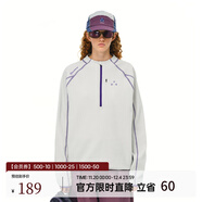 FPA半拉鏈速干運動(dòng)t恤男 春秋季潮流半高領(lǐng)寬松情侶裝撞色明線(xiàn)長(cháng)袖 白灰色 L
