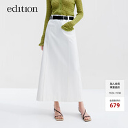 edition白色牛仔半裙女新款后開(kāi)衩a字長(cháng)半身裙清爽溫柔系 牛仔白色 S 160