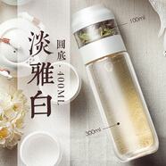 凱霖茶水分離泡茶杯雙層玻璃杯男女茶杯水杯過濾便攜耐熱帶提手硅膠套 淡雅白