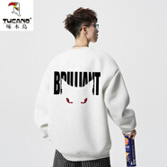 啄木鳥(niǎo)（TUCANO）重磅美式圓領(lǐng)衛衣男秋季設計感惡魔字母印花長(cháng)袖t恤嘻哈男裝上衣 10921-WY66白灰 L 約110-120斤可穿