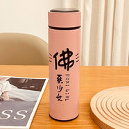 車(chē)載男士水杯2024新款保溫杯男款女士高顏值便攜女款茶水分離泡茶 粉色佛系450ml保溫杯帶濾網(wǎng)