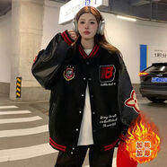 AEMAPE復古翻領(lǐng)羊羔絨棉服外套女2025冬季新款寬松韓版時(shí)尚百搭棉衣保暖 黑色【A833】冬季加棉抗寒款 XL 【建議125-145斤】