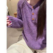 小紅書(shū)韓系針織衫毛絨感套頭半開(kāi)圓領(lǐng)毛衣2025秋冬款純色寬松慵懶 醬紫色[高品質(zhì)] 加厚 S 80-95斤