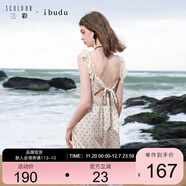 三彩2025夏季新款蕾絲花邊波點(diǎn)連衣裙露背飄帶長(cháng)裙女