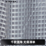 S.DEER圣迪奧女裝圓領(lǐng)格紋網(wǎng)紗拼接短袖連衣裙S223Z12E4 德國灰/87 S 160