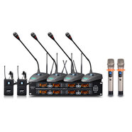 獅樂(lè )U段一拖八調頻會(huì )議話(huà)筒 SH24鵝頸領(lǐng)夾頭戴耳麥K歌無(wú)線(xiàn)麥克風(fēng) 主機+4只鵝頸+2只手持+2只領(lǐng)夾