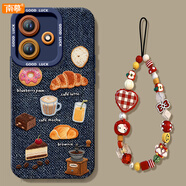 艾思度（iSido）蘋(píng)果牛仔適用榮耀500手機殼女400Pro新款300保護套200華為100硅膠90防摔por小眾80高級感HONOR外殼 【刺繡牛角包】硅膠軟殼配kt貓手鏈全包不頂膜 榮耀20 Pro