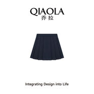 喬拉返校日記學(xué)院風(fēng)假兩件針織襯衫上衣女早秋新款半身裙套裝 藏藍半裙 S S