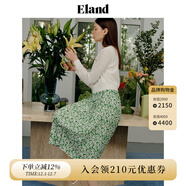 ELAND衣戀半身裙雪紡花朵碎花裙中長(cháng)款甜美風(fēng)百褶裙夏 綠色(40)Green M 165