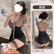 美恩康仁性感情趣內衣純欲網(wǎng)紗豹紋低胸領(lǐng)塑身包臀連體連衣裙禁欲系衣服qq 豹紋【秘書(shū)裙+T褲】 均碼【80-120斤】
