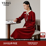 衣香麗影灰色燈芯絨蝴蝶結連衣裙女2025年秋裝新款韓系氛圍感裙子 棗紅 XL (170)