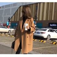 AEMAPE質(zhì)感毛呢大衣女2025秋冬新款時(shí)尚氣質(zhì)名媛韓版寬松中長(cháng)款毛呢外套 淺駝色 M (建議120-130斤)