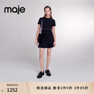 Maje秋冬女裝法式時(shí)尚氣質(zhì)黑色鉚釘收腰兩件套短款針織上衣連衣裙 黑色 XS (34)