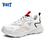 沃特運動(dòng)鞋男鞋冬季新款跑步鞋皮面防水跑鞋春季男款休閑鞋男鞋子 白色 40