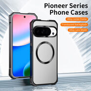 跨境新款適用谷歌10Pro XL手機殼金屬磁吸谷歌10異形邊框磨砂單面 戰甲手機殼黑色 谷歌Pixel 8 Pro