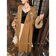 三吉黑花【初見(jiàn)】手工釘珠100綿羊毛雙面大衣外套女款2025新加厚 駝棕(100綿羊毛) L