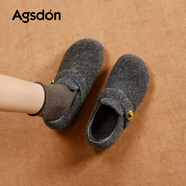 奧古獅登（Agsdon）勃肯鞋女冬季新款復古絨面單鞋女一腳蹬軟底女鞋 R154545 深灰 37