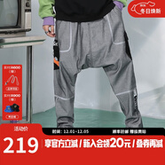 閃電潮牌（GENANX）牛仔垮褲新款秋季撞色多口袋反光條男士牛仔褲 灰色 M