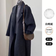 羽絨內膽毛呢大衣女中長(cháng)款2025秋冬季新款寬松白鴨絨加厚呢子外套 隕石灰*羽絨內膽 XS  【推薦85-105斤】