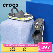 卡駱馳（CROCS）洞洞鞋貝雅卡駱班輕便耐磨一腳蹬休閑鞋|205089 石板灰/青檸綠-0GX 43 (270mm)