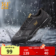 361°運動(dòng)鞋男鞋秋冬季透氣網(wǎng)面跑鞋黑色通勤輕質(zhì)戶(hù)外慢跑步鞋 曜石黑/皇冠金【皮革面防潑水】 42