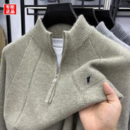 POLO SPORT保羅男士羊毛衫冬季新款加厚半拉鏈針織衫立領(lǐng)毛衣男 綠色【綿羊毛】 2XL 【適合150-170斤】