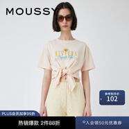 moussy 女裝新款甜美休閑字母刺繡短袖T恤女010GSQ90-0440 131淺橙色 均碼