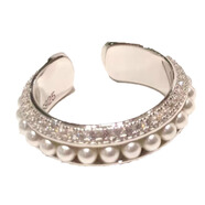 恒久葉韓國進(jìn)口925銀爆閃鋯石珍珠戒指 中間鋯石款_925純銀開(kāi)口戒指_現貨到