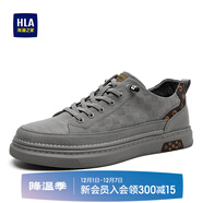 HLA海瀾之家男鞋新春秋休閑免系帶格紋男布鞋耐磨百搭HAAXXM2DAL039 灰色AC 41