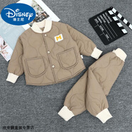 迪士尼寶寶兒童秋冬羽絨棉服套裝男女寶寶棉衣棉褲休閑套裝家居服戶(hù)外兩件套 棉套裝卡其色 130 *110-120厘米。不可開(kāi)檔