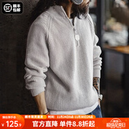 馬登工裝美式半拉鏈立領(lǐng)毛衣男秋季半高領(lǐng)豎線(xiàn)肌理百搭彈力男士針織衫 煙灰色 【寬松偏大/高領(lǐng)毛衣男/毛線(xiàn)衣】 XL (180)