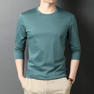 凡客誠品（VANCL）雷總同款絲光棉男T恤秋冬長(cháng)袖純色潮流打底衫 湖綠 S 165/105(建議90-120斤)