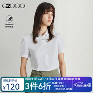 G2000 時(shí)尚女裝短袖襯衫女商務(wù)OL簡(jiǎn)約純色襯衣 白色斜紋修身41223723 M
