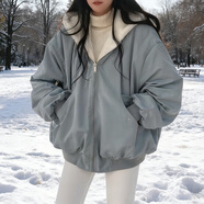 啄木鳥(niǎo)加絨加厚兩面穿羊羔絨外套2025秋冬新款寬松連帽棉衣上衣女棉服 藍色 （雙面穿高品質(zhì)） 加絨 2XL 145-165斤