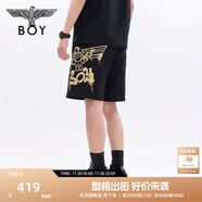 BOY LONDON春夏男女同款經(jīng)典老鷹燙金百搭潮牌短褲N14800 黑色 L