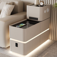 輕奢智能沙發(fā)邊柜客廳高級感邊幾新款實(shí)木側邊柜簡(jiǎn)約置物柜收納柜 鋼化玻璃臺面+公牛插座+語(yǔ)音燈帶+USB+藍牙音響+密碼鎖 寬30*深80*高85-顏色和側邊抽屜方向備注