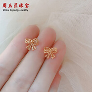 酈狼絲帶耳飾銀針精致鏤空蕾絲蝴蝶結耳釘簡(jiǎn)約小巧法式氣質(zhì)少女韓 925 銀耳針一對