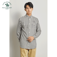 圣大保羅（POLO&RACQUET CLUB）男士長(cháng)袖格子襯衫男商務(wù)休閑上班中年爸爸衫大碼襯衣 黑色-Z9 43